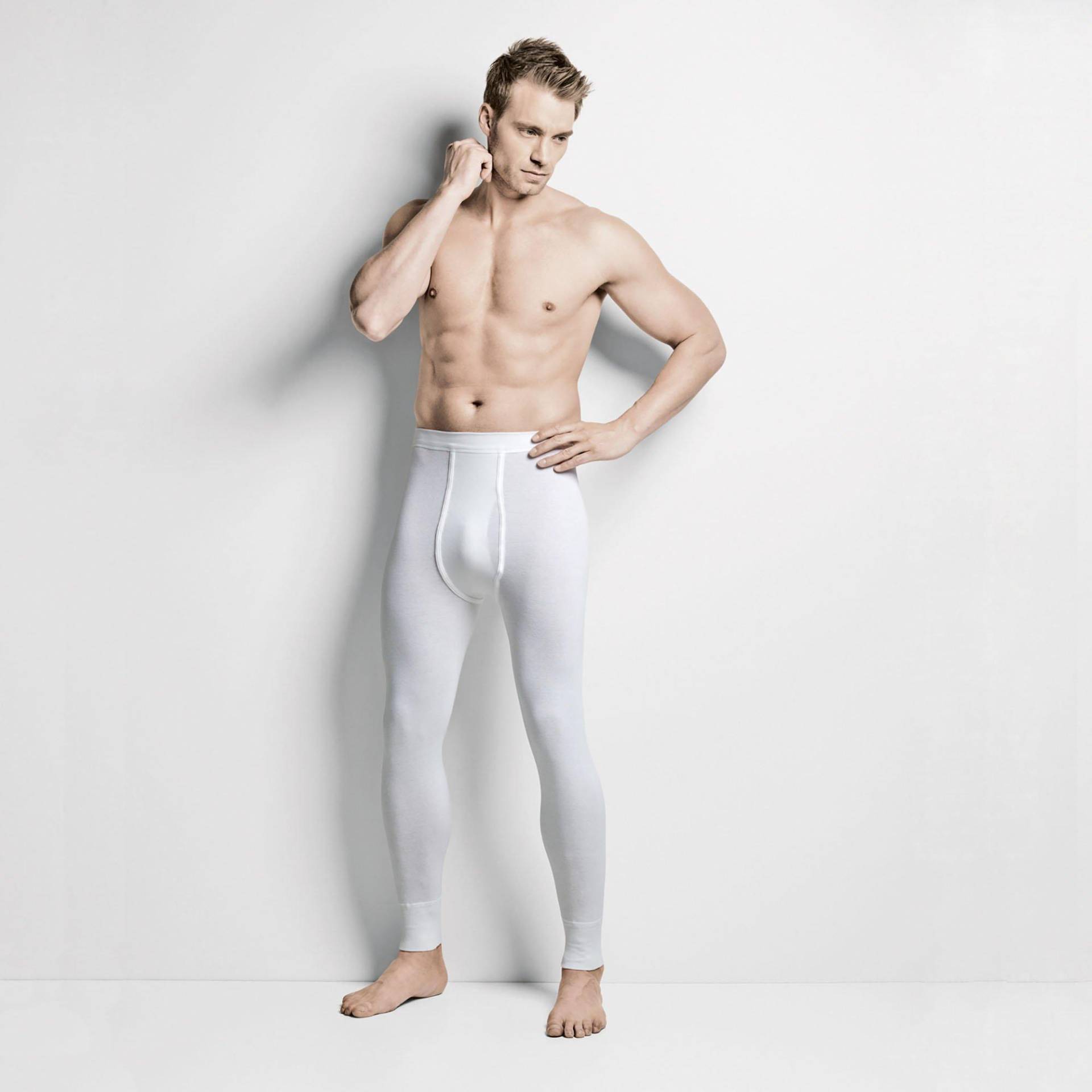 Lange Unterhose Herren Weiss XL von ISA bodywear