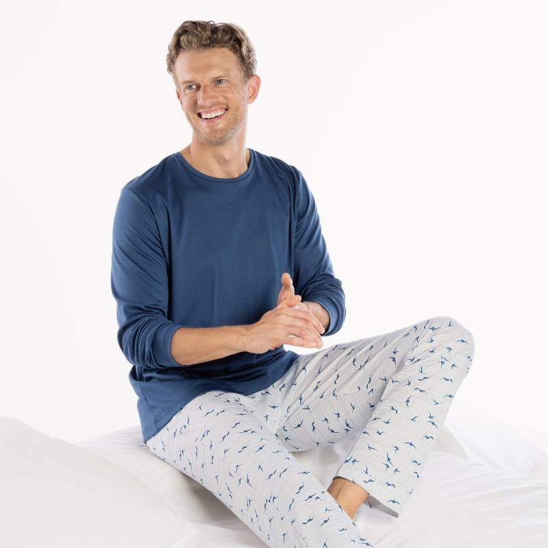 Pyjama Herren Blau/Schwarz L von ISA bodywear