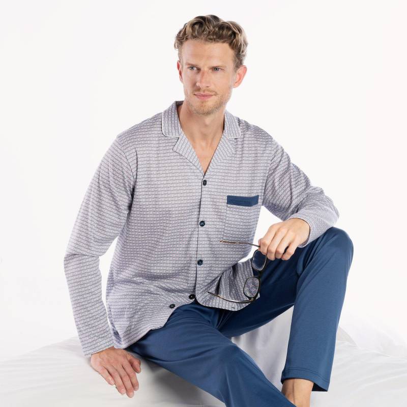 Pyjama Herren Blau/Schwarz L von ISA bodywear