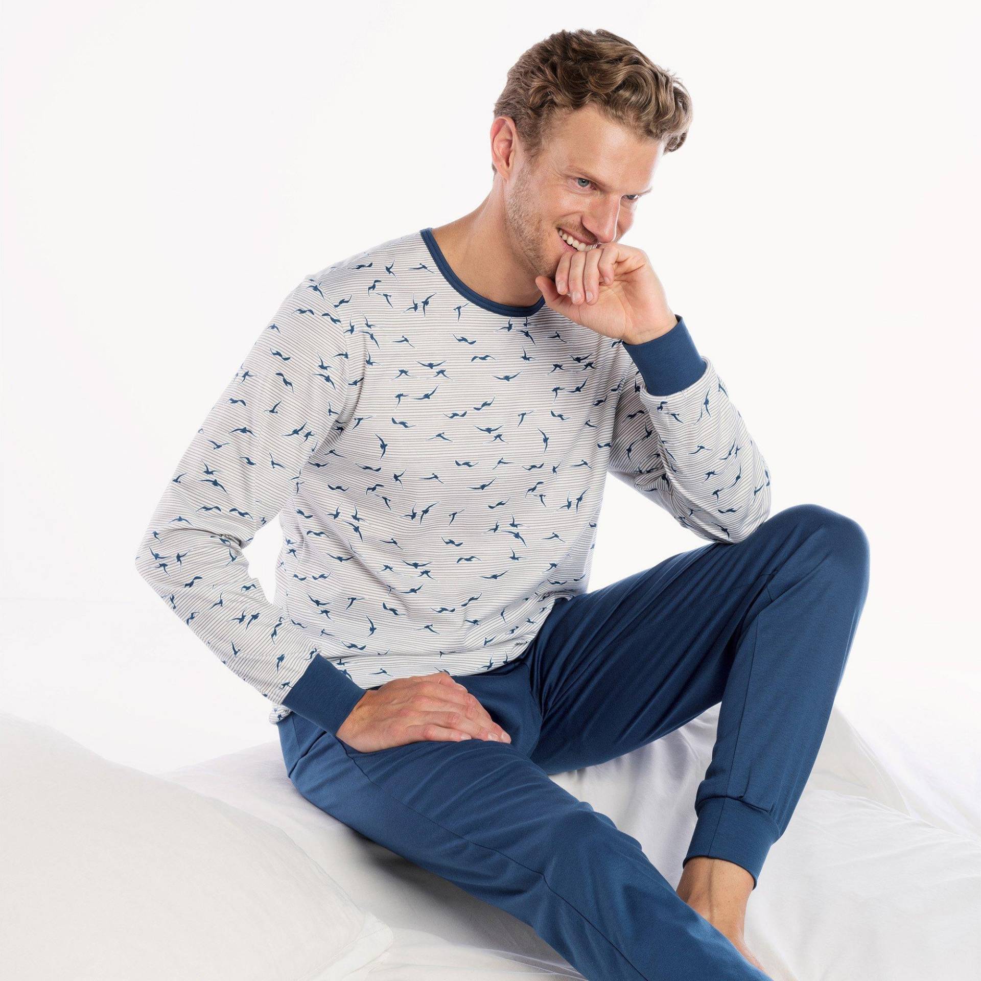 Pyjama Herren Blau/Schwarz L von ISA bodywear