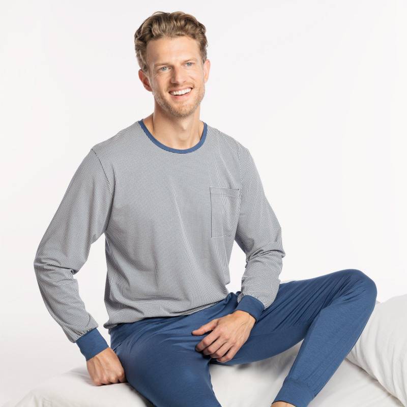 Pyjama Herren Blau/Schwarz L von ISA bodywear