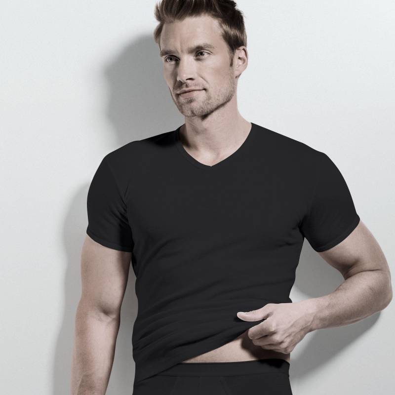 T-shirt, Body Fit, Kurzarm Herren Black S von ISA bodywear