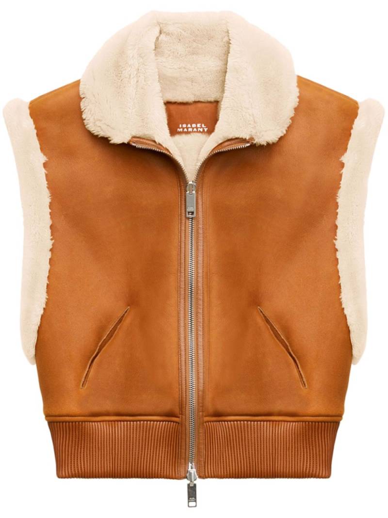 ISABEL MARANT Aviel shearling-trim gilet - Brown von ISABEL MARANT