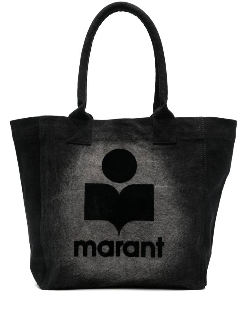 ISABEL MARANT Etoile-flocked canvas tote bag - Black von ISABEL MARANT