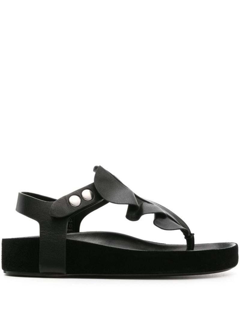 ISABEL MARANT Isela ruffle-trim leather sandals - Black von ISABEL MARANT