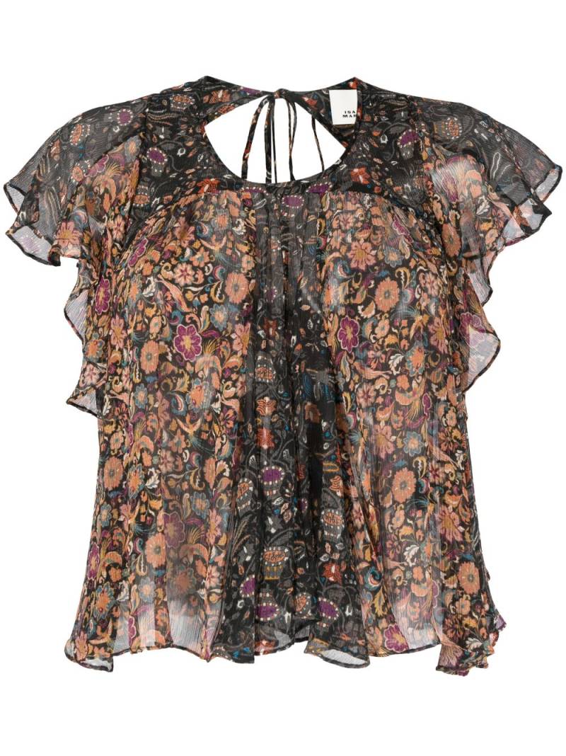 ISABEL MARANT Oriane floral-print silk blouse - Black von ISABEL MARANT