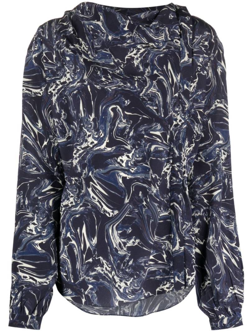 ISABEL MARANT Tiphaine marble-print silk blouse - Blue von ISABEL MARANT