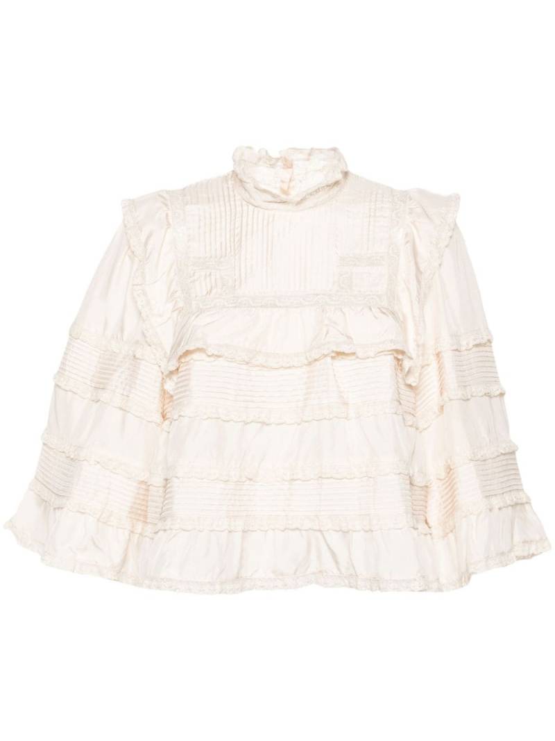 ISABEL MARANT Zalmara lace-trim silk blouse - Neutrals von ISABEL MARANT