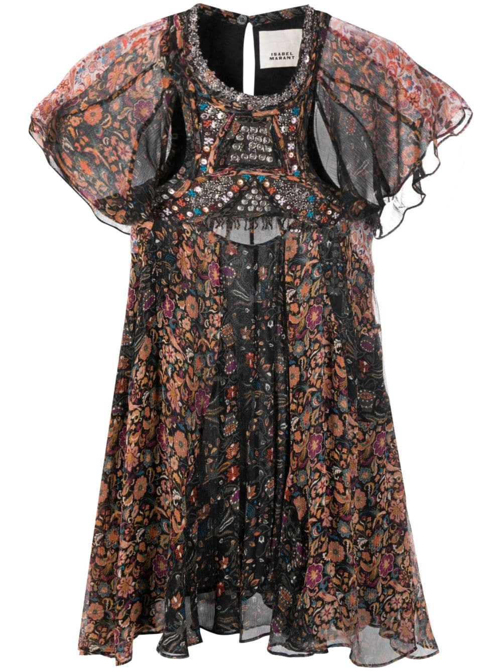 ISABEL MARANT floral-print cut-out chiffon minidress - Black von ISABEL MARANT