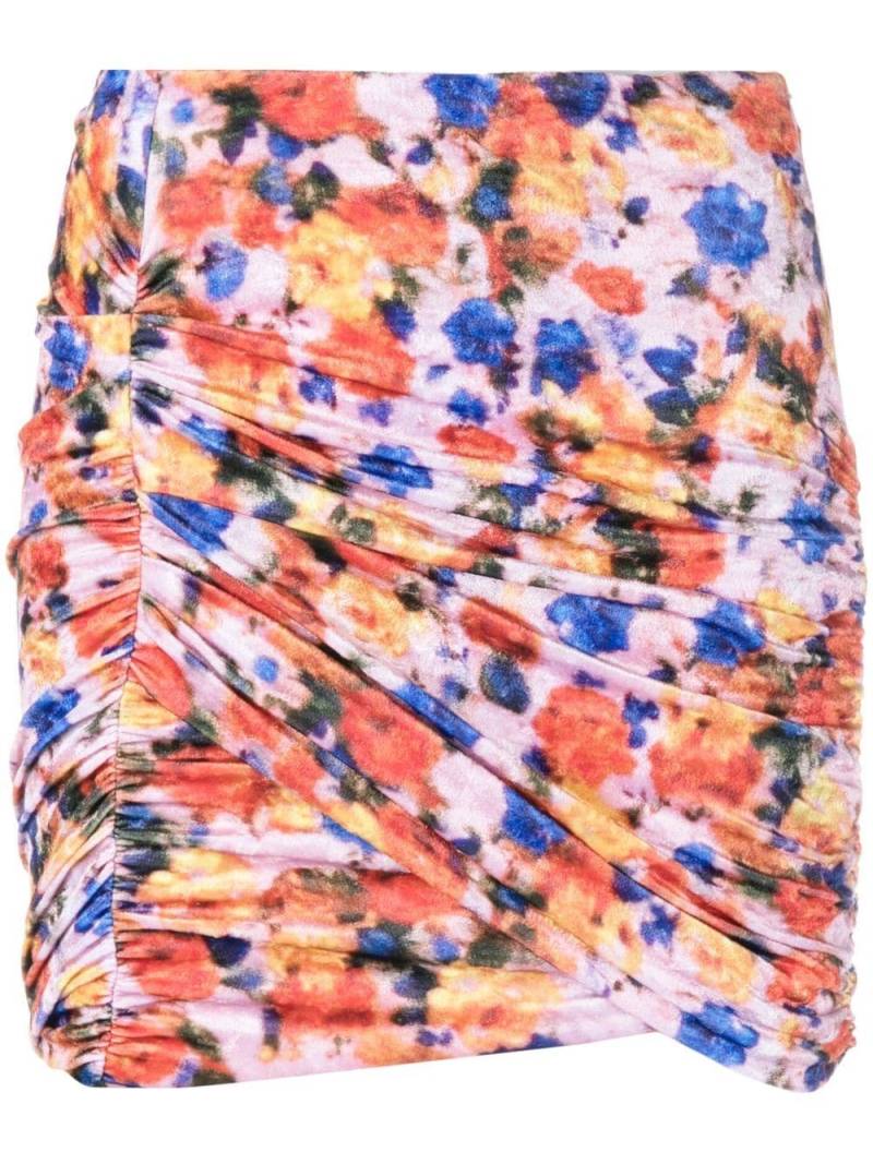 ISABEL MARANT floral-print ruched mini skirt - Orange von ISABEL MARANT