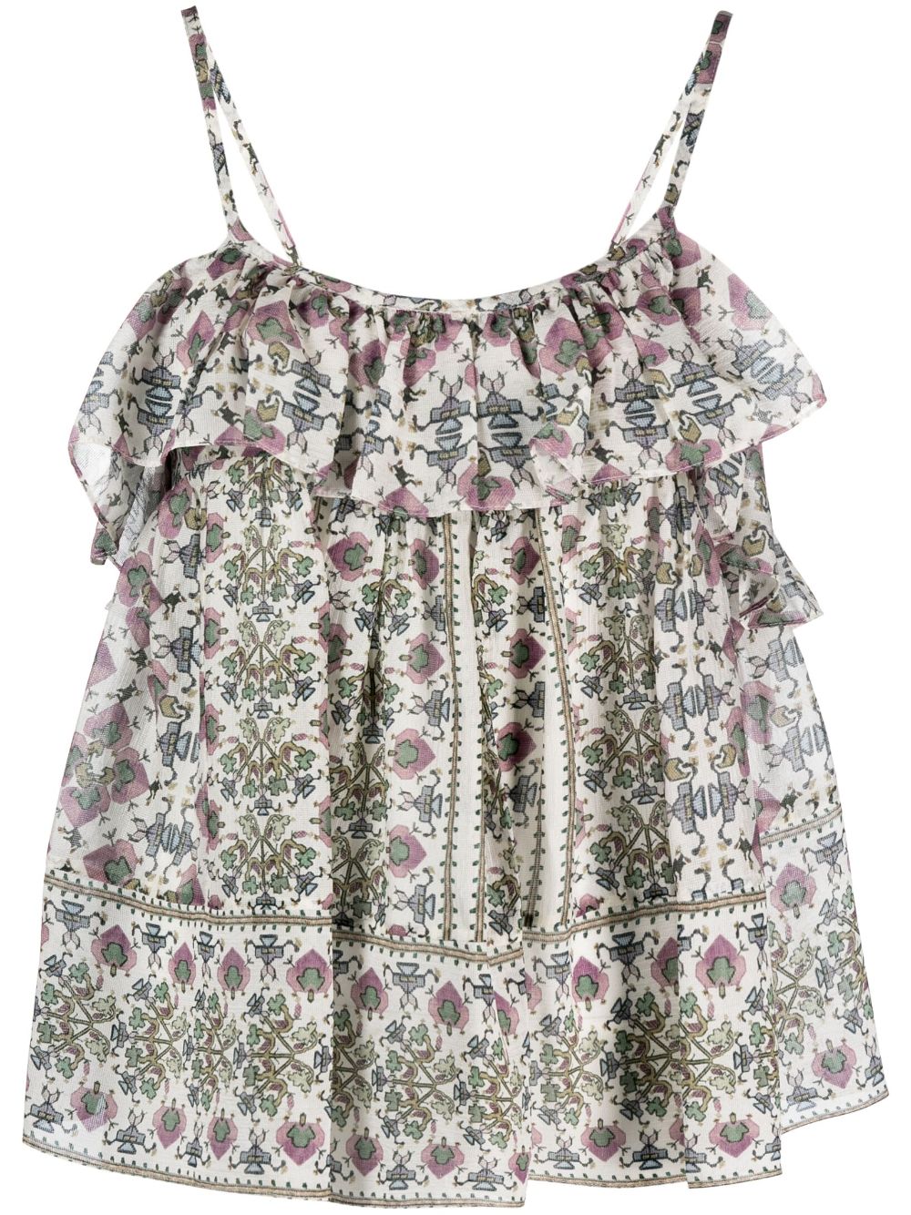 ISABEL MARANT graphic-print ruffled camisole top - Neutrals von ISABEL MARANT