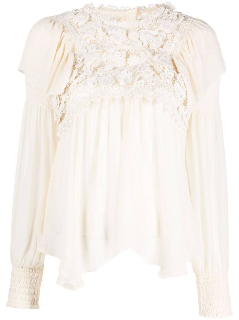 ISABEL MARANT lace-detail long-sleeve blouse - Neutrals von ISABEL MARANT