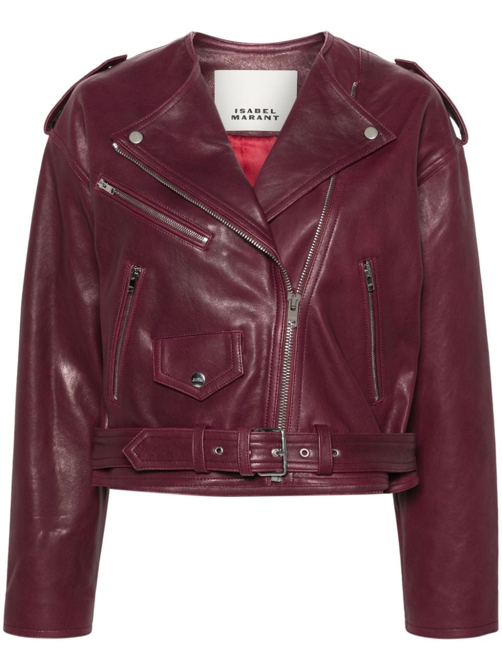 ISABEL MARANT Audric leather cropped biker jacket - Purple von ISABEL MARANT