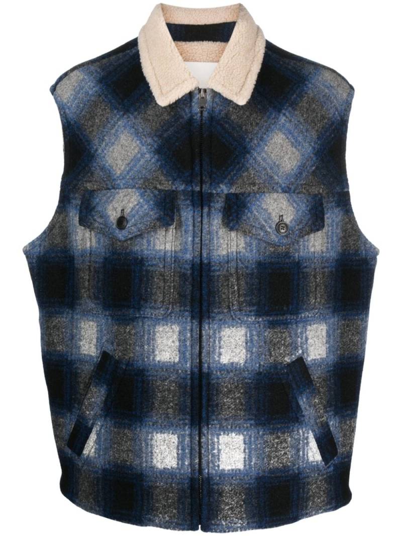 MARANT plaid-check shearling gilet - Blue von MARANT