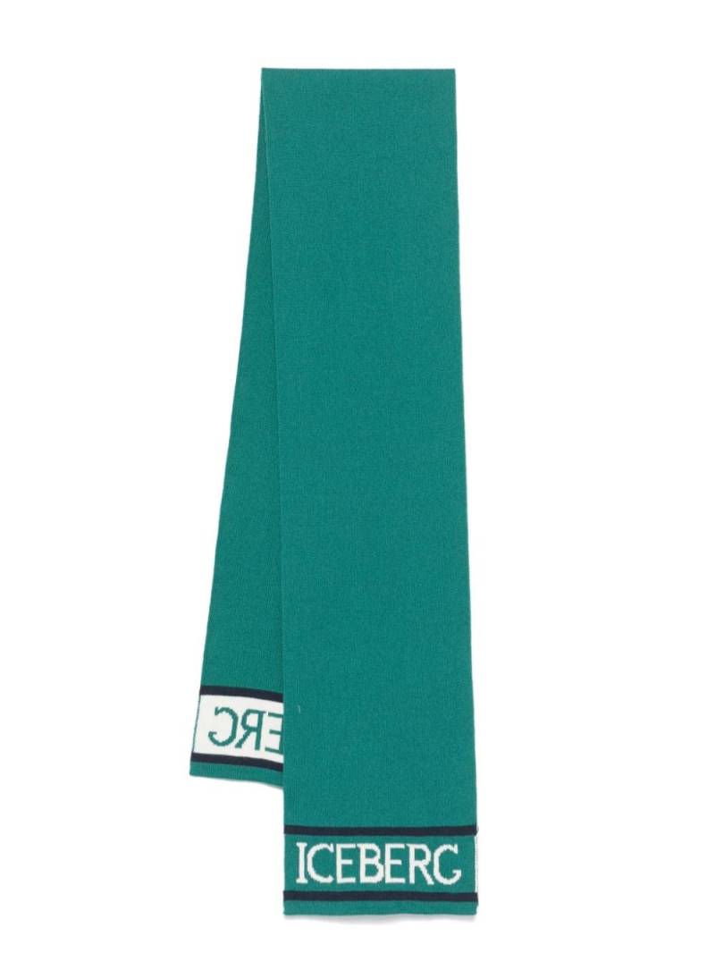 Iceberg Kids logo-intarsia scarf - Green von Iceberg Kids