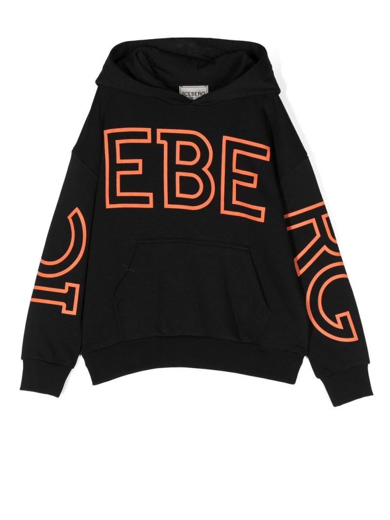 Iceberg Kids logo pullover hoodie - Black von Iceberg Kids