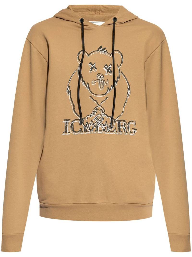 Iceberg contrasting logo-embroidered hoodie - Neutrals von Iceberg