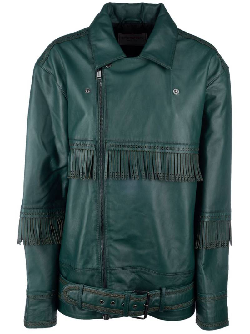 Iceberg fringed biker jacket - Green von Iceberg