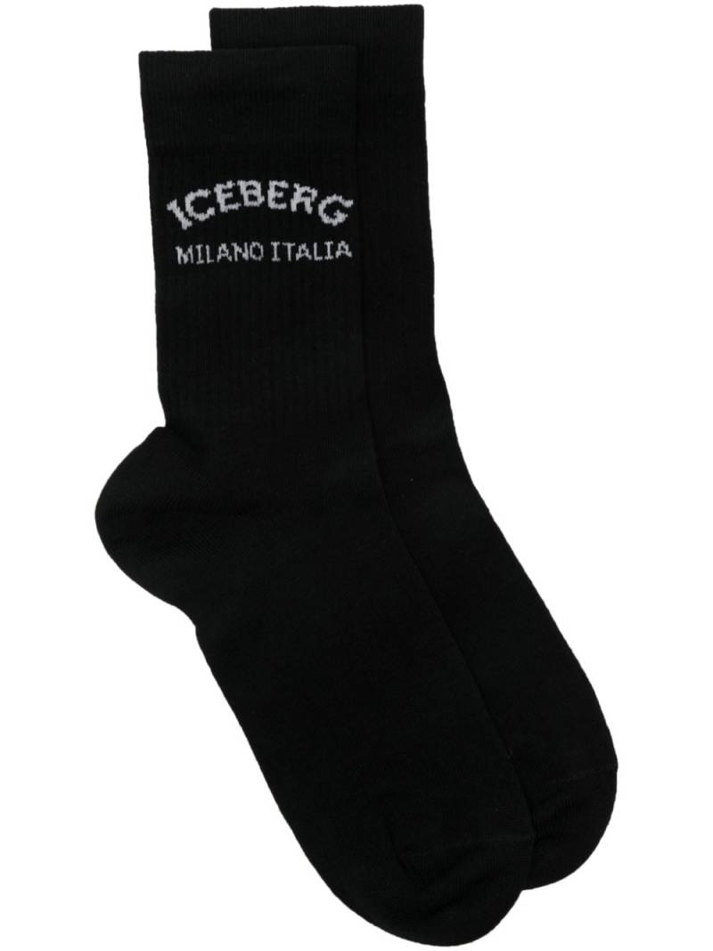 Iceberg intarsia knit-logo socks - Black von Iceberg