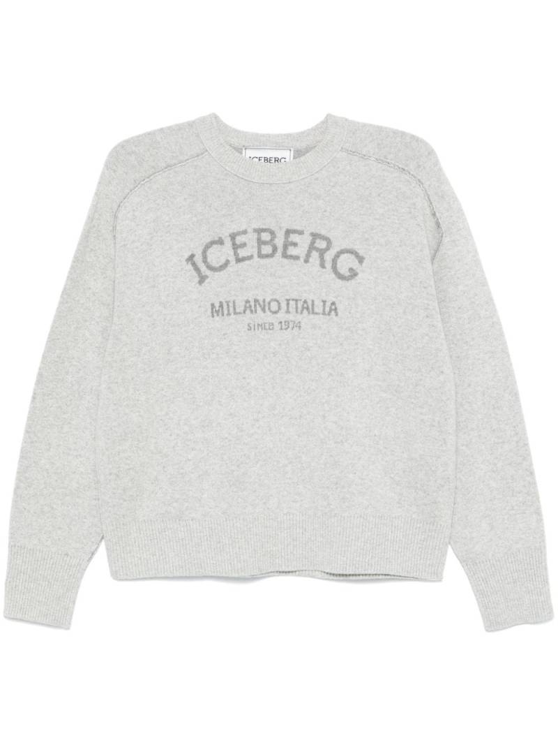 Iceberg logo-jacquard crew-neck sweater - Grey von Iceberg