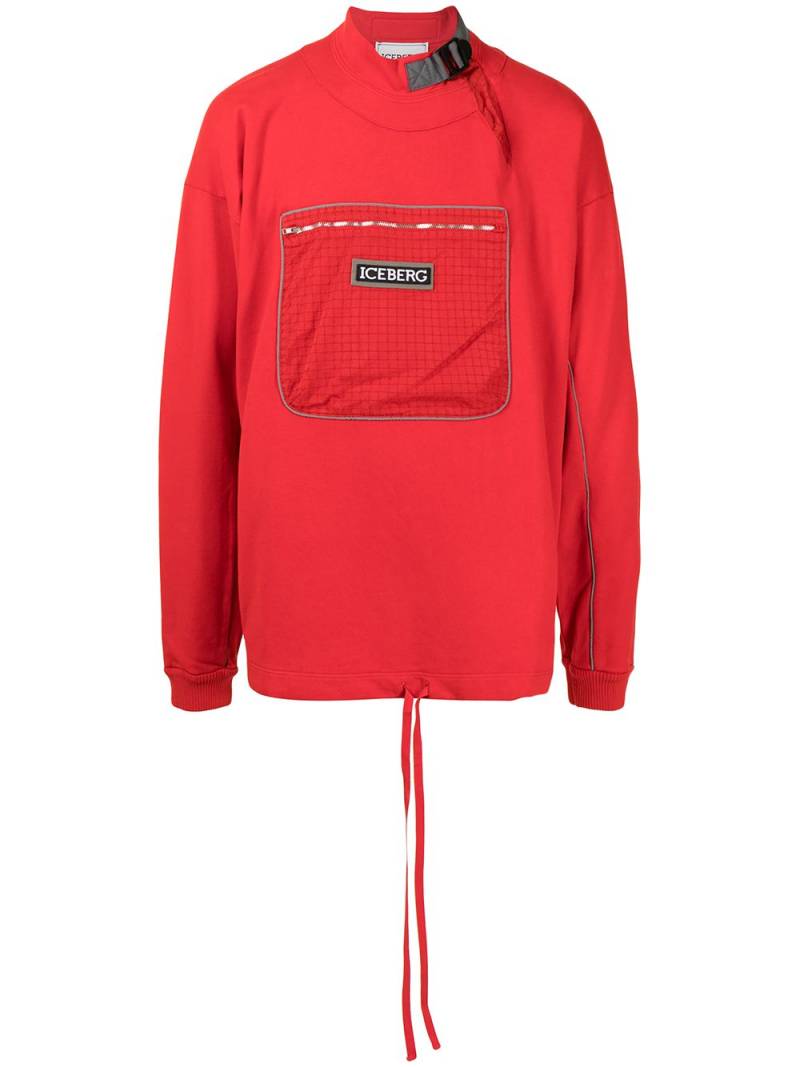 Iceberg logo-patch cotton sweatshirt - Red von Iceberg