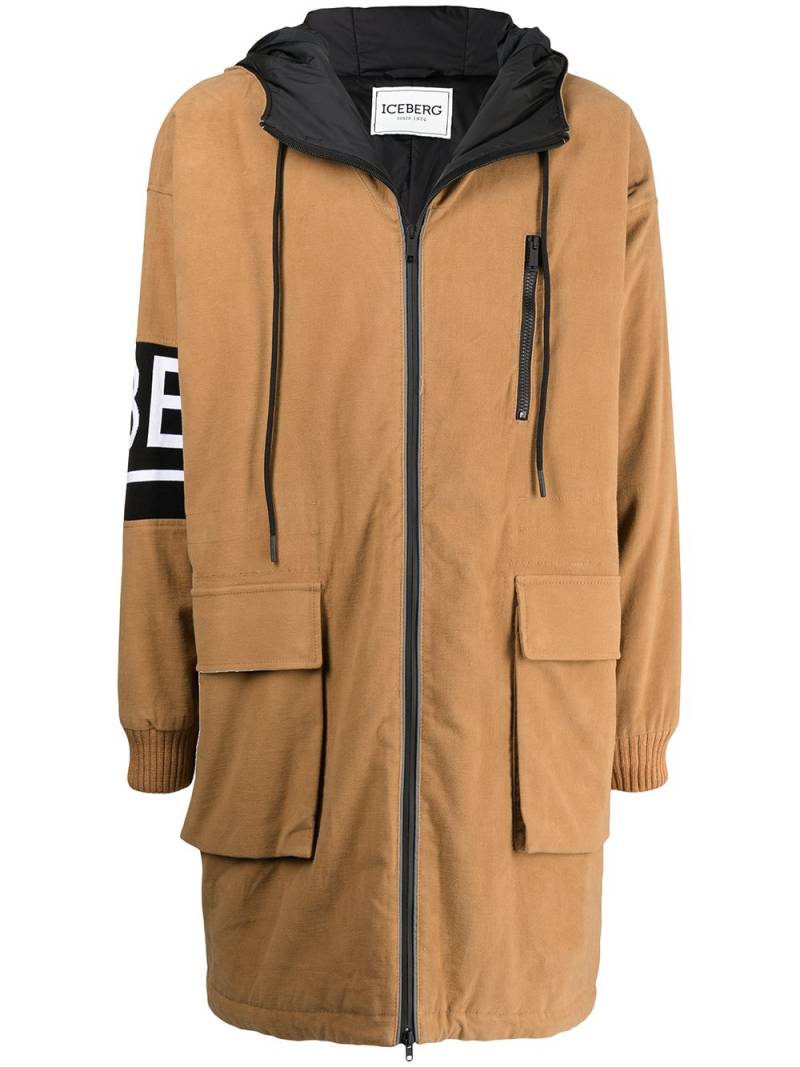 Iceberg logo-print sleeve parka - Brown von Iceberg