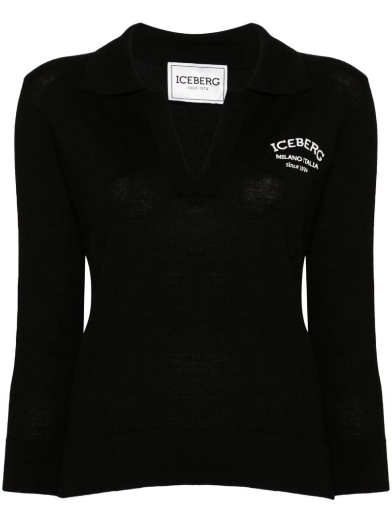 Iceberg virgin wool polo top - Black von Iceberg