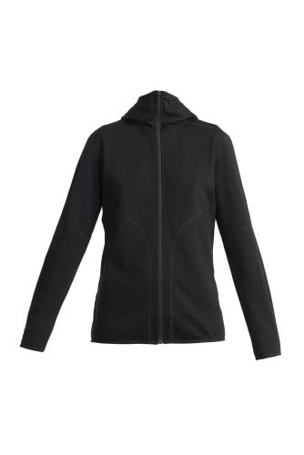 Einzelstück Icebreaker Women Merino 560 Realfleece Elemental II LS Zip Hood - black (Grösse: M) von Icebreaker