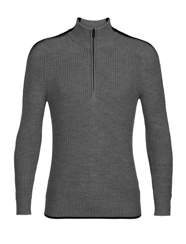 Icebreaker Men Lodge LS Half Zip Sweater - gritstone hthr (Grösse: L) von Icebreaker