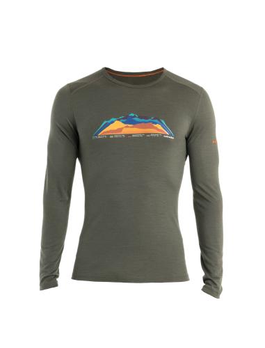 Icebreaker Men Merino 200 Oasis LS Crewe 7 Mountain Tops EU - loden (Grösse: S) von Icebreaker