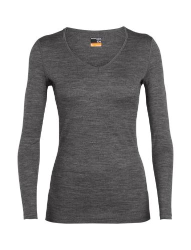 Icebreaker Women 200 Oasis LS V - gritstone hthr (Grösse: L) von Icebreaker