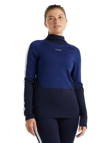 Icebreaker Women 200 Sonebula LS High Neck - mid nvy/royal nvy/snow/cb (Grösse: XL) von Icebreaker