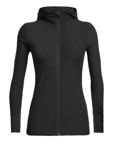 Icebreaker Women Descender LS Zip Hood - jet hthr (Grösse: XS) von Icebreaker