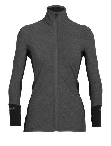 Icebreaker Women Descender LS Zip - jet hthr/black (Grösse: L) von Icebreaker