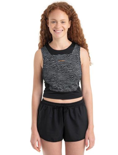 Icebreaker Women Merino 125 ZoneKnit Cropped Bra-Tank Topo Lines - black (Grösse: S) von Icebreaker