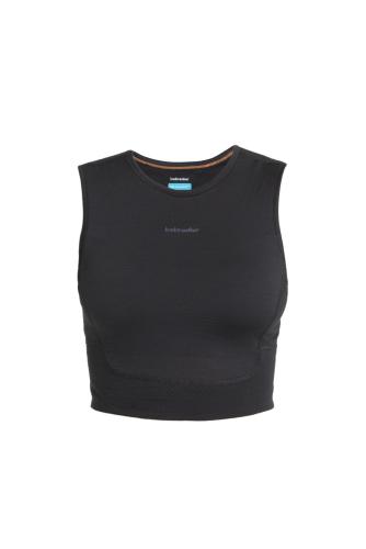 Icebreaker Women Merino 125 ZoneKnit Energy Wind Cropped Bra-Tank - black (Grösse: S) von Icebreaker