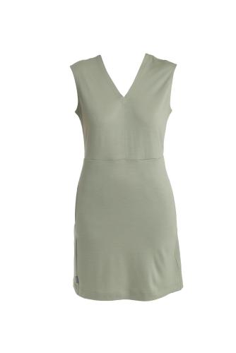 Icebreaker Women Merino 200 Granary Sleeveless V Neck Dress - lichen (Grösse: L) von Icebreaker