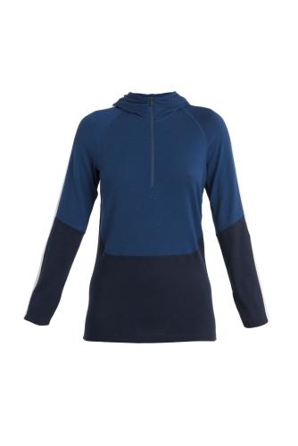 Icebreaker Women Merino 200 Sonebula LS Half Zip Hood - mid nvy (Grösse: XL) von Icebreaker