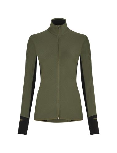 Icebreaker Women Merino Descender LS Zip - loden (Grösse: L) von Icebreaker