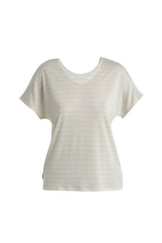 Icebreaker Women Merino Drayden Reversible SS Top Stripe - ecru hthr (Grösse: L) von Icebreaker