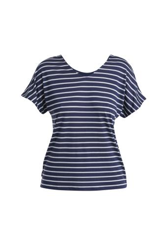 Icebreaker Women Merino Drayden Reversible SS Top Stripe - midnight navy (Grösse: M) von Icebreaker