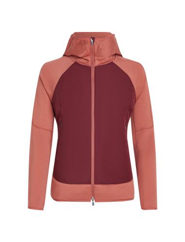 Icebreaker Women Merino Mer Quantum Hybrid LS Zip Hoodie - cedar wood (Grösse: L) von Icebreaker