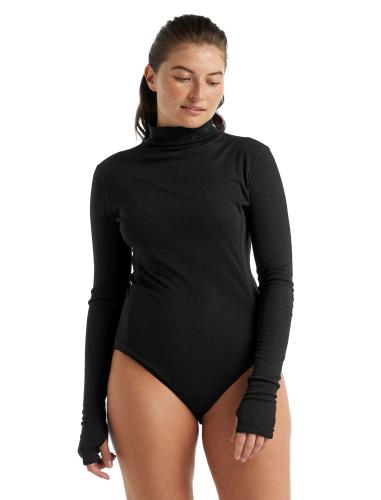 Icebreaker Women Queens LS High Neck Bodysuit - black (Grösse: L) von Icebreaker