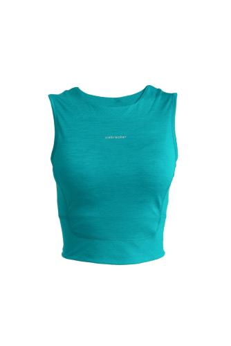 Icebreaker Women ZoneKnit Cropped Bra-Tank - flux green (Grösse: L) von Icebreaker