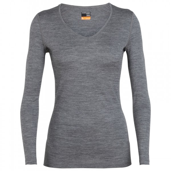 Icebreaker - Women's 200 Oasis L/S V - Merinounterwäsche Gr M grau von Icebreaker