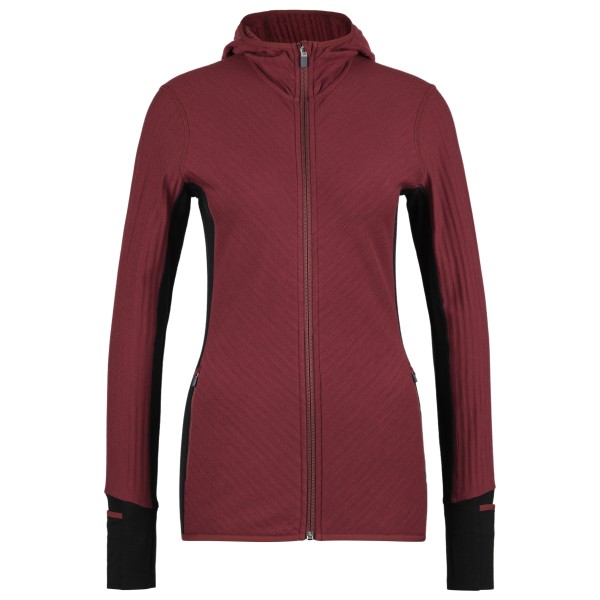 Icebreaker - Women's Descender L/S Zip Hood - Merinohoodie Gr L;M;S;XL;XS rot;schwarz von Icebreaker