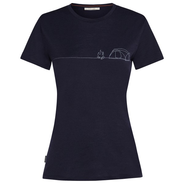 Icebreaker - Women's Merino150 TechLite S/S Single Line Camp - Merinoshirt Gr L blau von Icebreaker