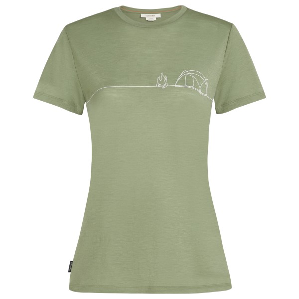 Icebreaker - Women's Merino150 TechLite S/S Single Line Camp - Merinoshirt Gr L oliv von Icebreaker