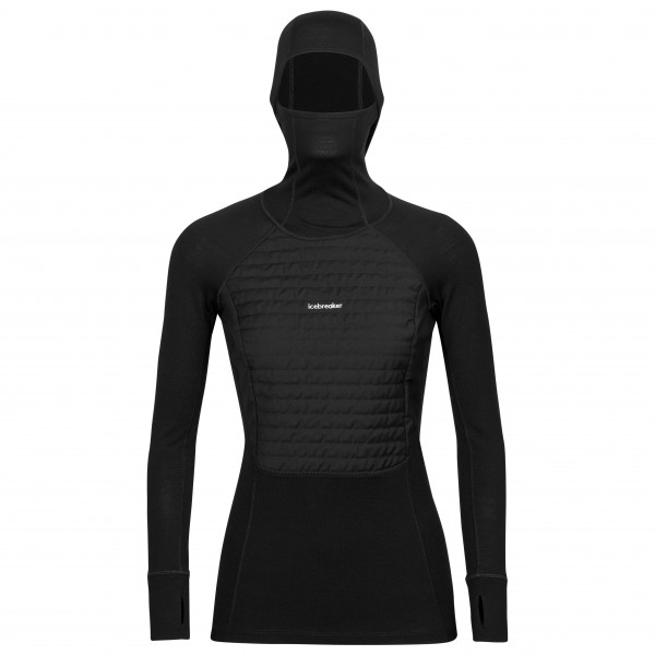 Icebreaker - Women's Zoneknit Insulated L/S Hoodie - Merinounterwäsche Gr L schwarz von Icebreaker