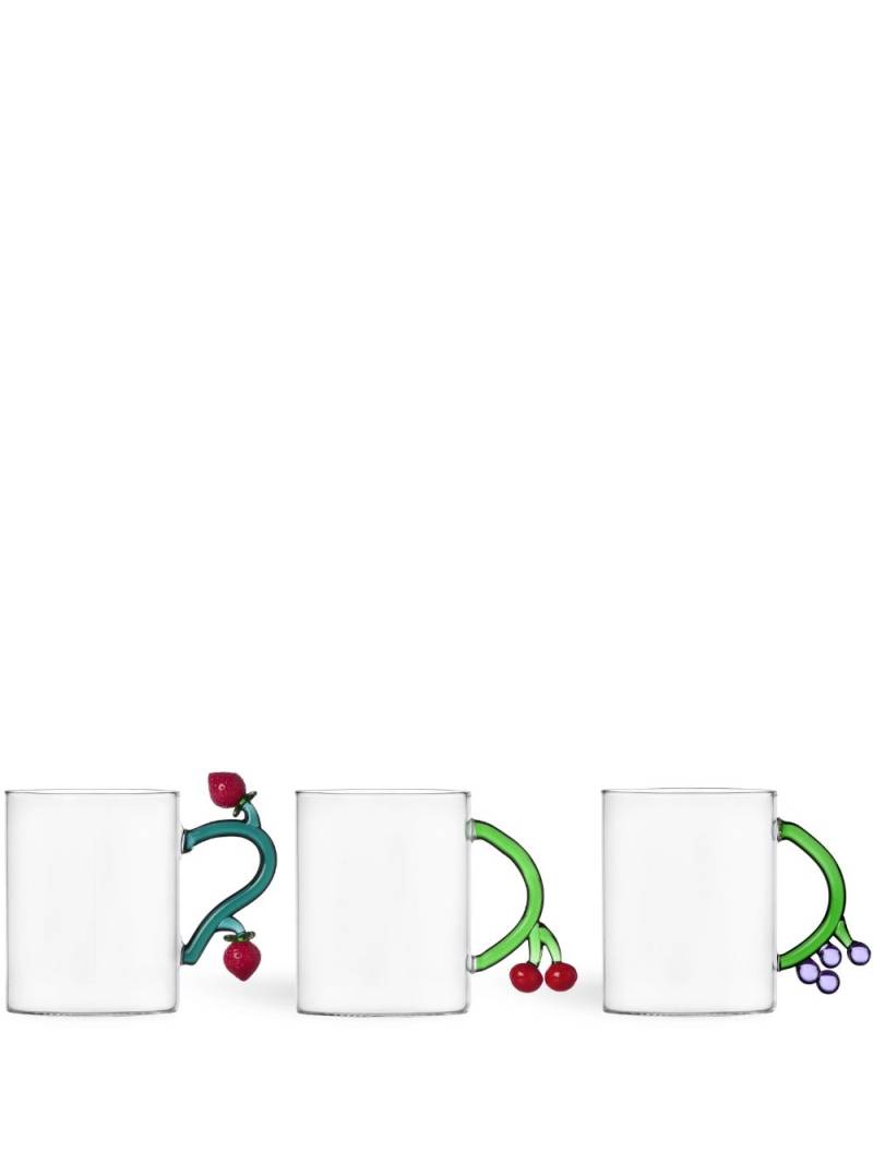 Ichendorf Milano Fruits and Flowers glass mugs (set of three) - White von Ichendorf Milano